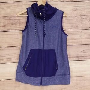 Under Armour ColdGear Reactor Jacket Womens S Purple Fleece Sleeveless Hooded